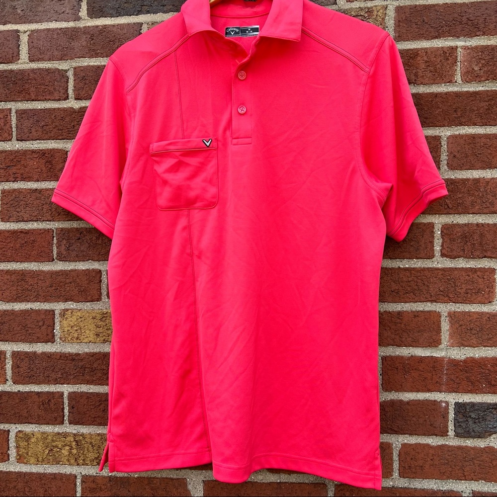 Callaway Mens Short Sleeve Golf Polo Shirt Neon Pink Size Medium